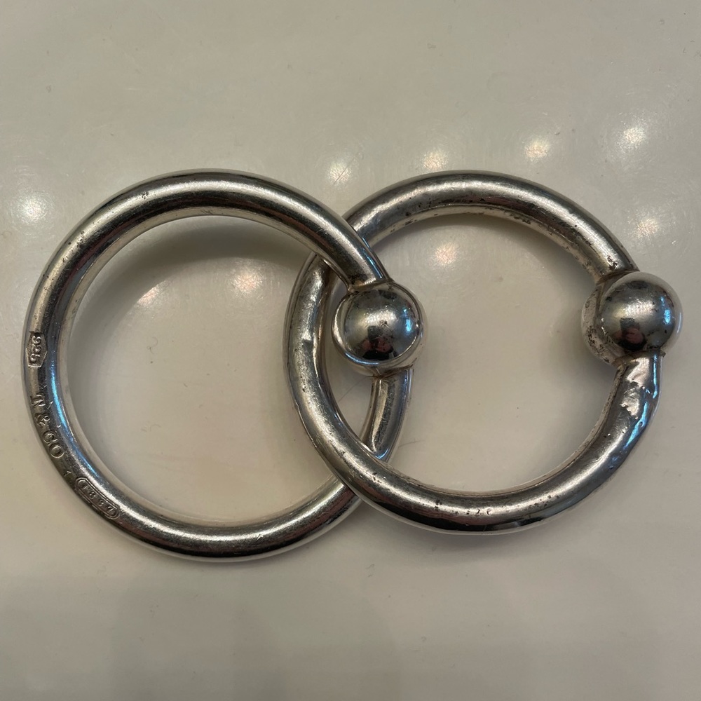 Tiffany & Co. Silver Double Ring Baby Rattle